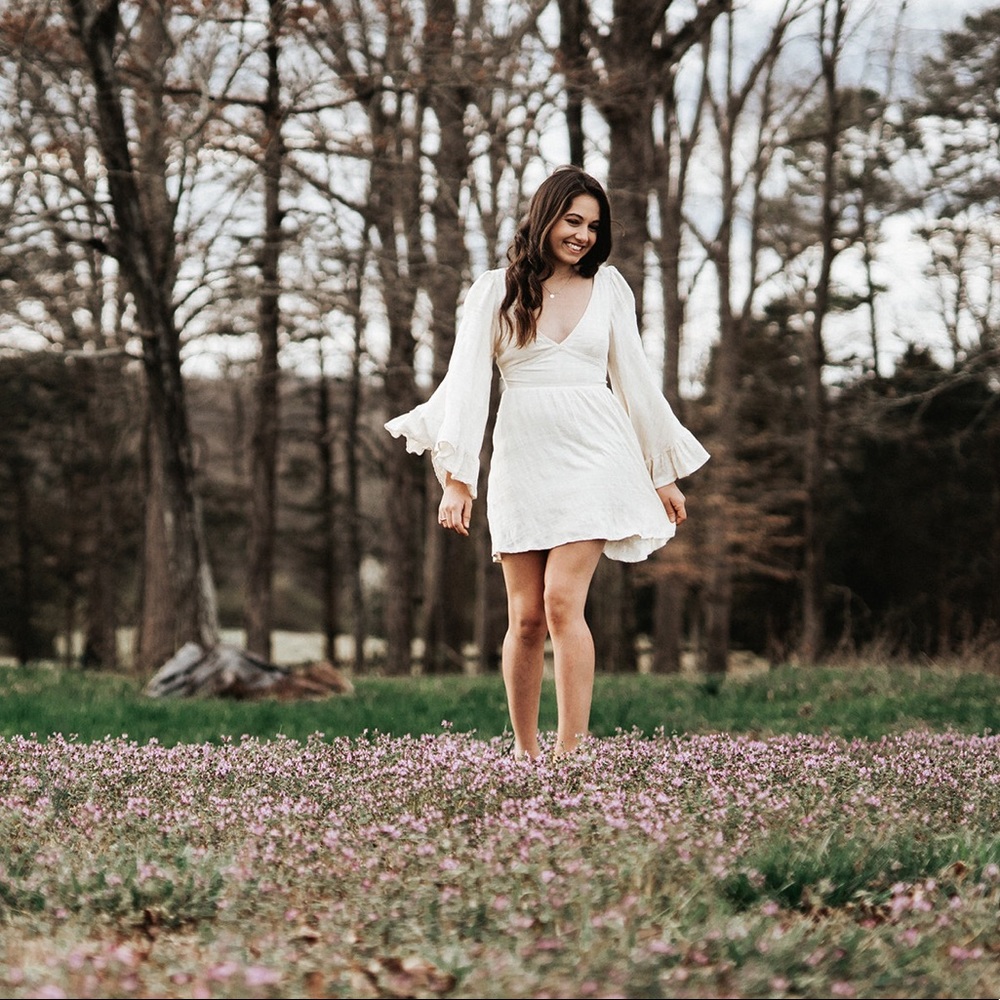 Bell sleeve white dress